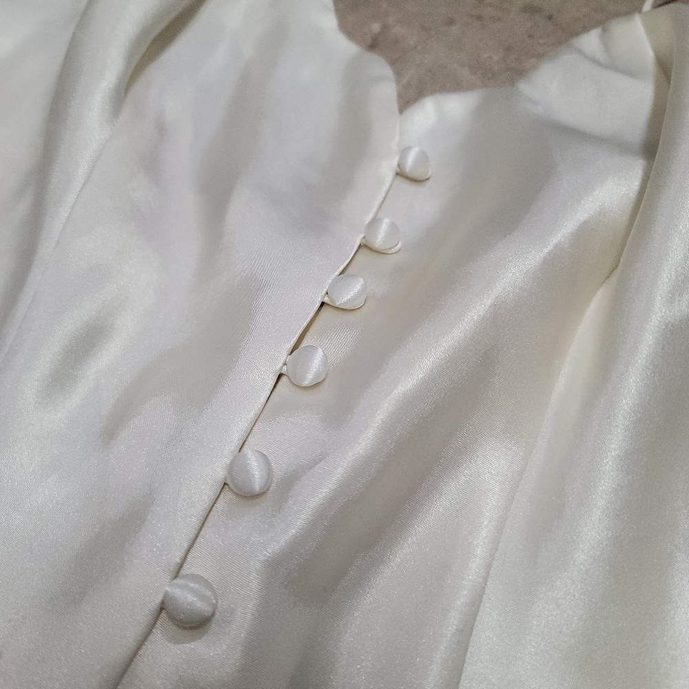 Vintage 90s Victoria’s Secret Gold Label Satin Bridal Slip Mini Dress Ivory - Picture 5 of 12